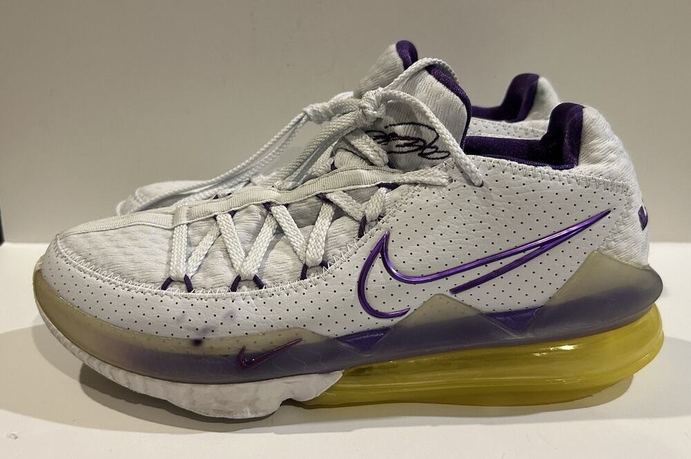 Nike LeBron 17 Low Lakers White Purple Gold Yellow Size 8.5 (CD5007-102)